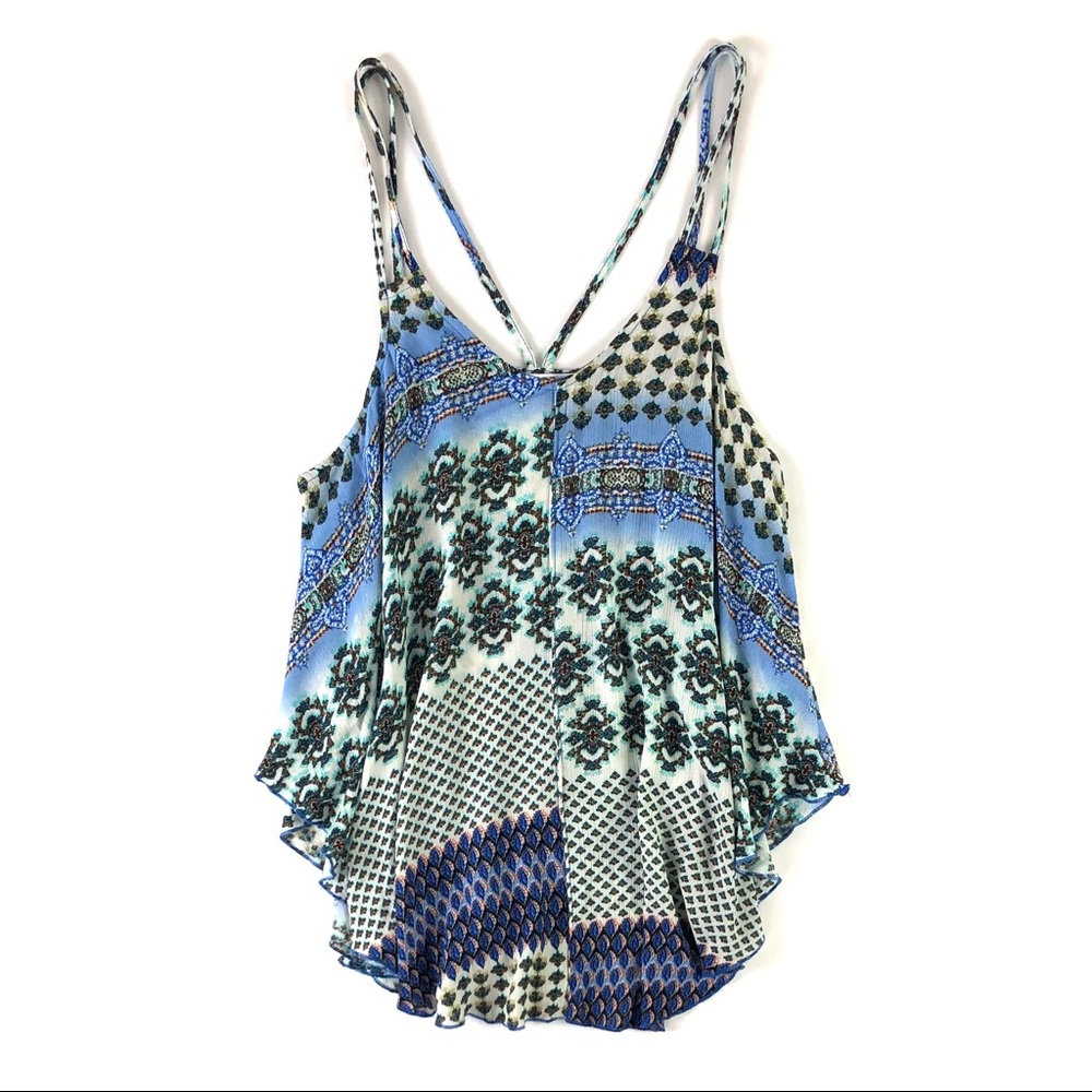 MOD Boutique Blue Damask Strappy Tank Top
